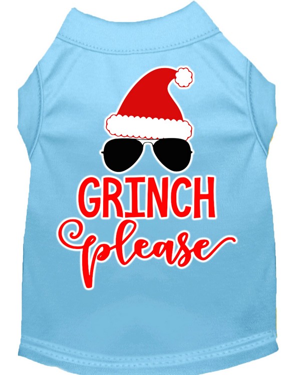 Grinch Please Screen Print Dog Shirt Baby Blue XL